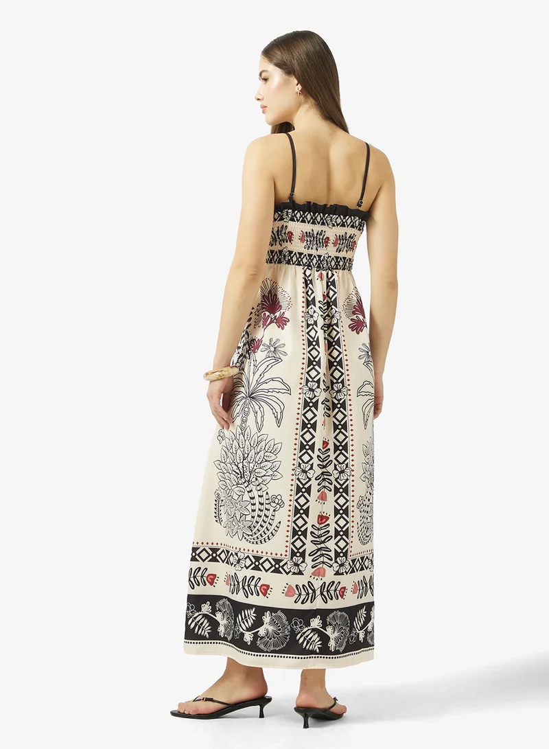 Ginger Strappy Scarf Print A Line Dress